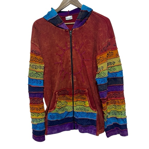 Greater Good Tops - Greater Good Sweatshirt Womens 3XL Colorful Embroidery Rainbow Hippie Festival